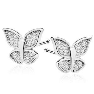 Cercei argint fluturasi cu pietre DiAmanti Z1045ER_W-DIA (Argint 925‰ 1,2 g.)